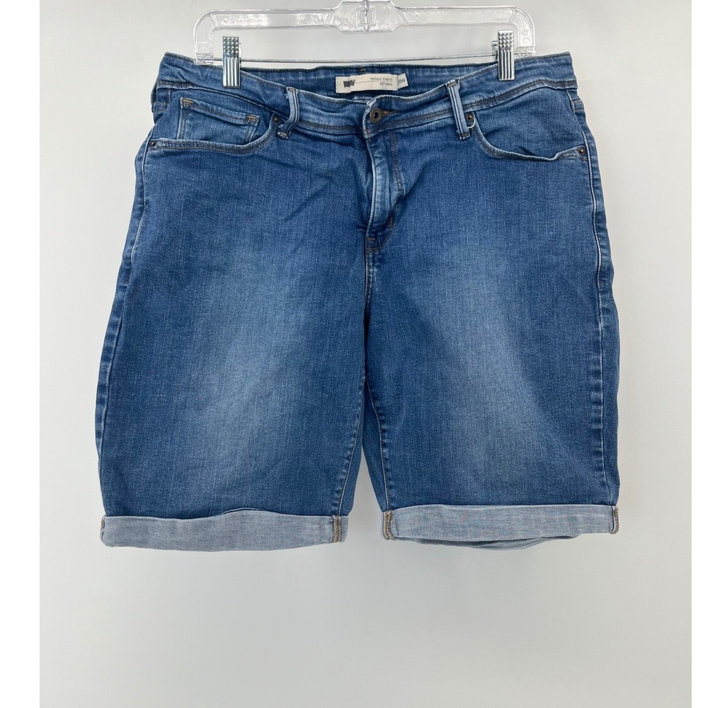 Levis Perfectly Shaping 512 Shorts Womens 20W Blue Cuffed Denim Mid Rise